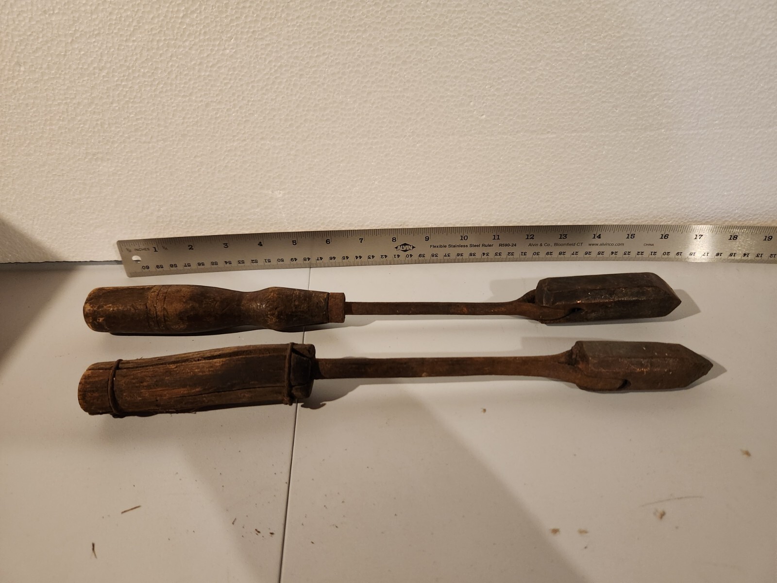 2 Vintage- Antique Soldering Irons - 15 inches