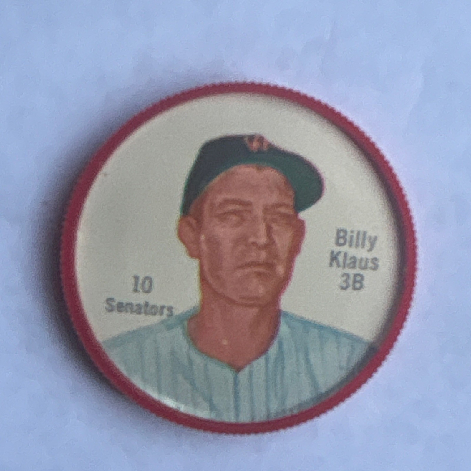 1962 Salada Junket Billy Klaus Senators Vintage Plastic Baseball Coin #10