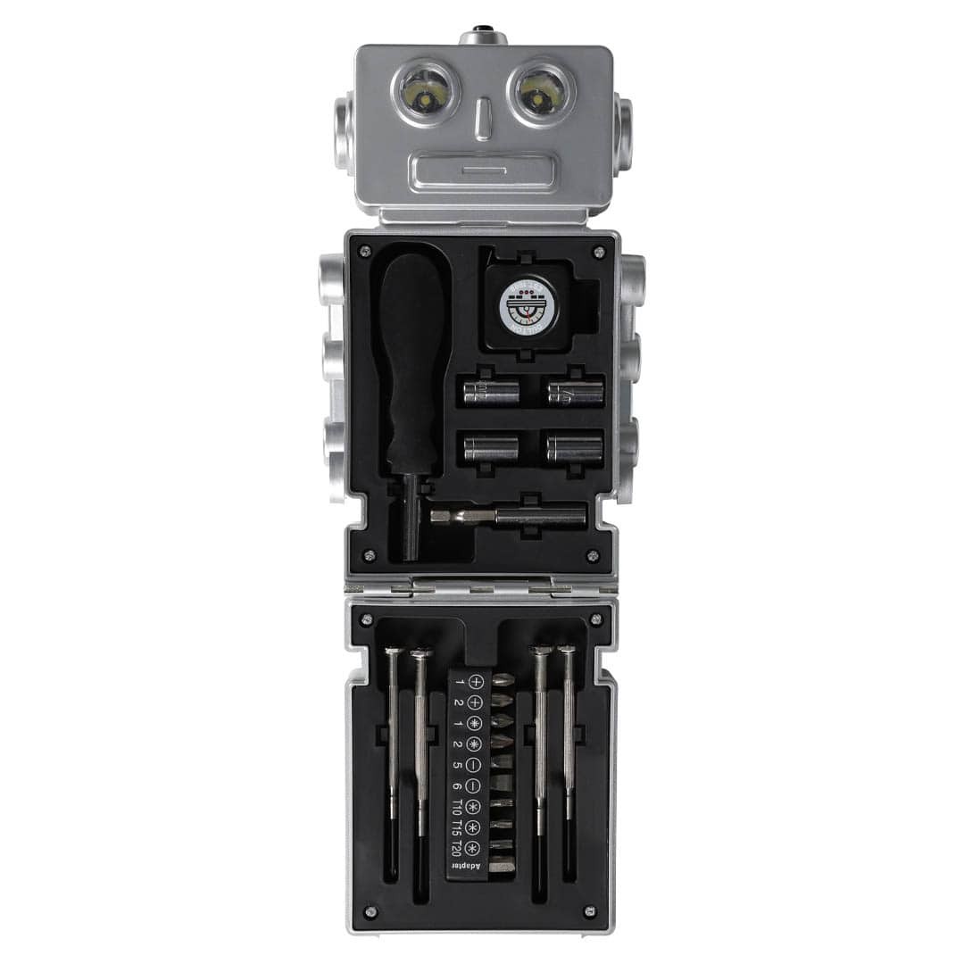 DULTON Tool Kit Robot Silver Mini DIY Tool Set Screwdriver LED Light Japan