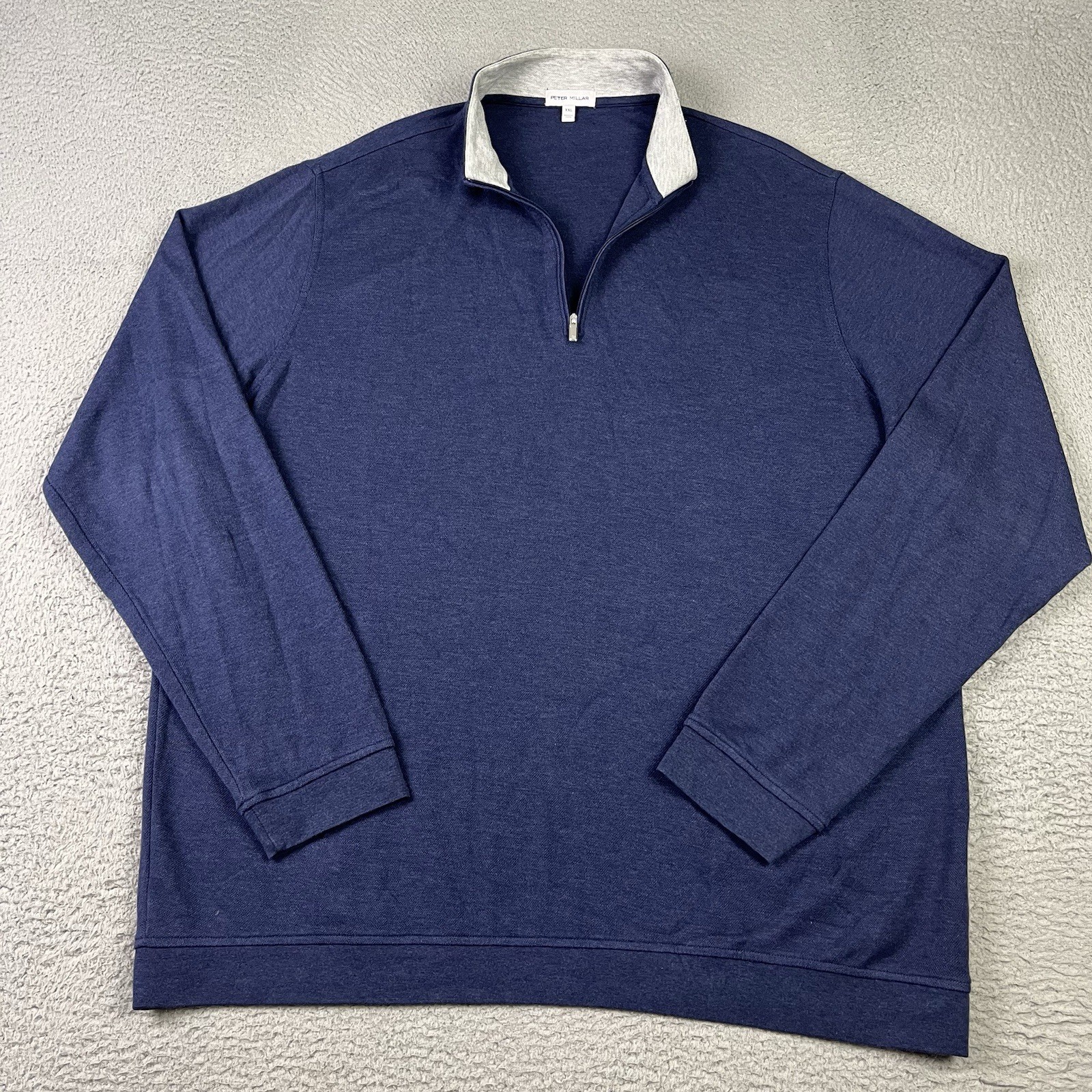 Peter Millar 1/4 Zip Mens 2XL Blue Cotton Blend Stretch Golf Activewear Pullover