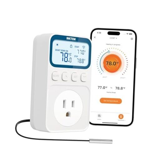 WiFi Plug in Thermostat Outlet, Temperature Controlled Outlet with Smart APP,