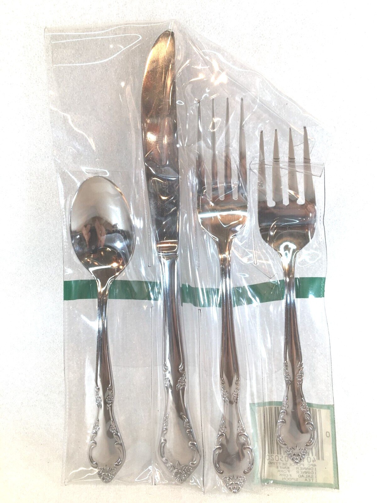 Stainless Floral Flatware Package of 4 Piece Place Setting Korea
