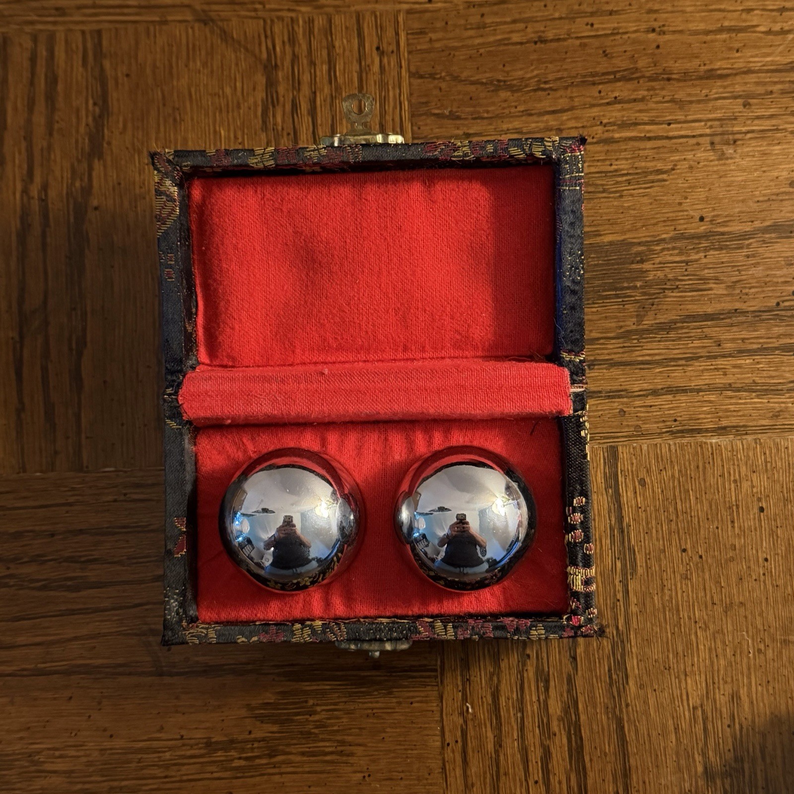 Vintage Chinese Baoding Balls – Chime/Stress Balls with Fabric Box