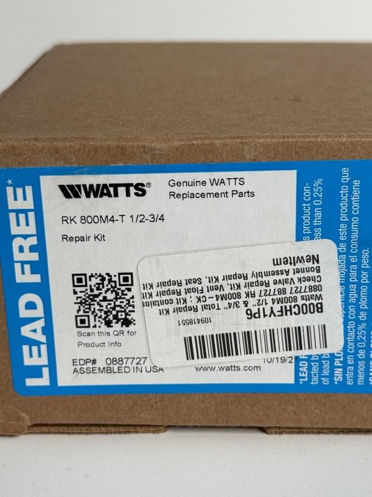 OEM Watts 0887727 RK 800M4-T 1/2"-3/4" Pressure Vacuum Breaker Total Repair Kit