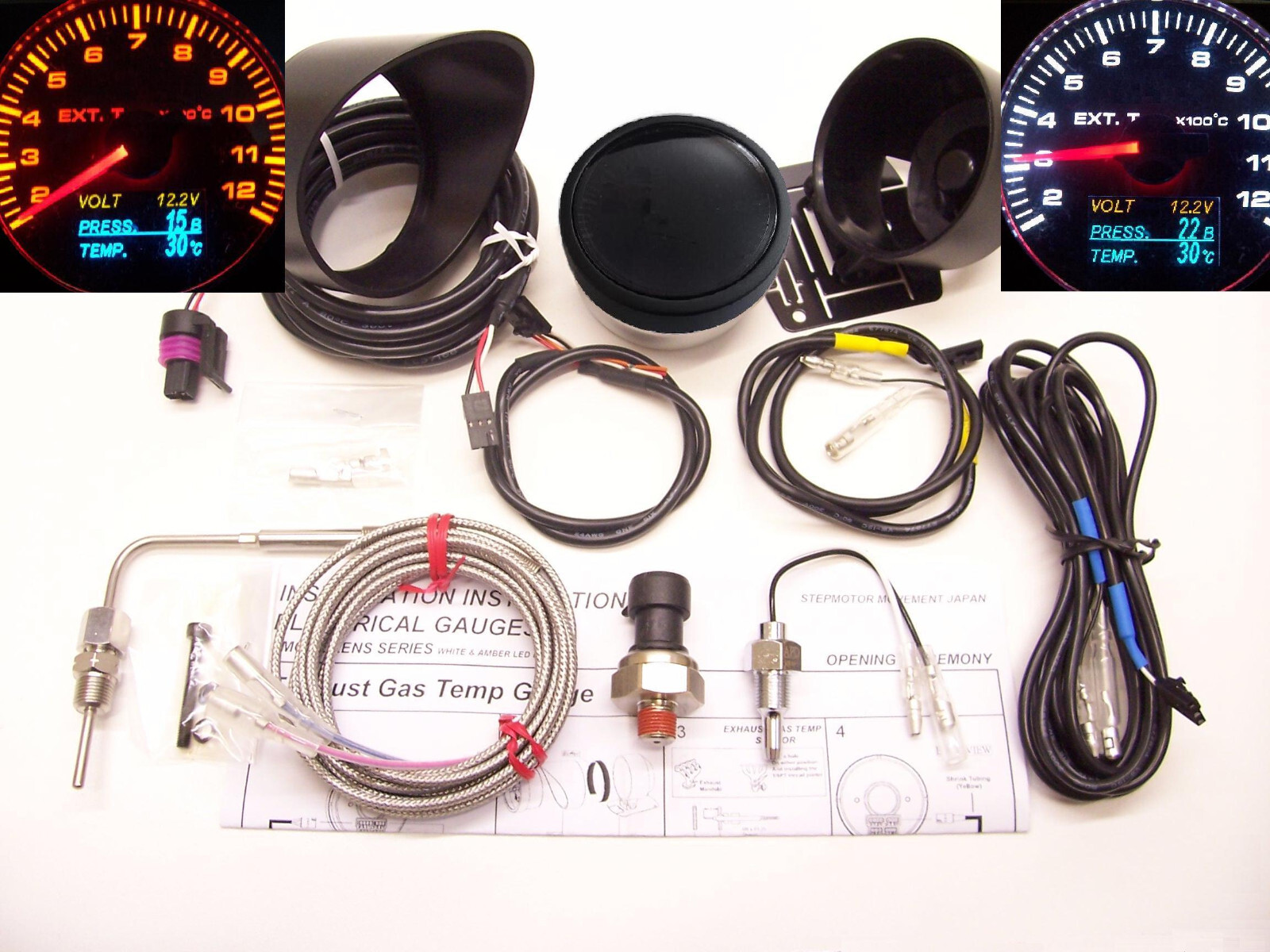 RSR exhaust gas temperature gauge black 4 in 1 gasoline pressure oil pressure oil temperature EGT 60