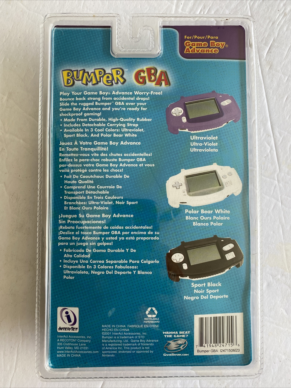 New Nintendo Gameboy Advance Bumper Rubber Protective Case Ultraviolet
