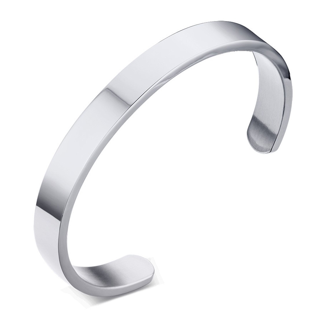 Silver/Gold/Black 6/8mm Stainless Steel Fashion Men's Half Cuff Bracelet Bangle