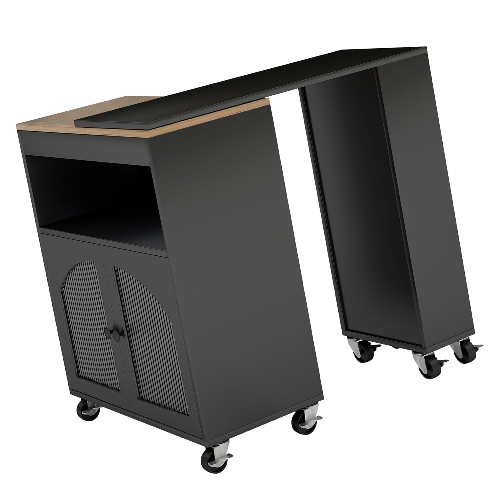 Rolling Kitchen Island Table With LED Light Power Outlets For Kitchen SSNI