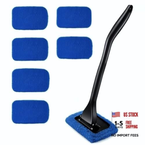 6PCS Windshield Cleaning Tool Car Window Cleaner with 5 Reusable and blue