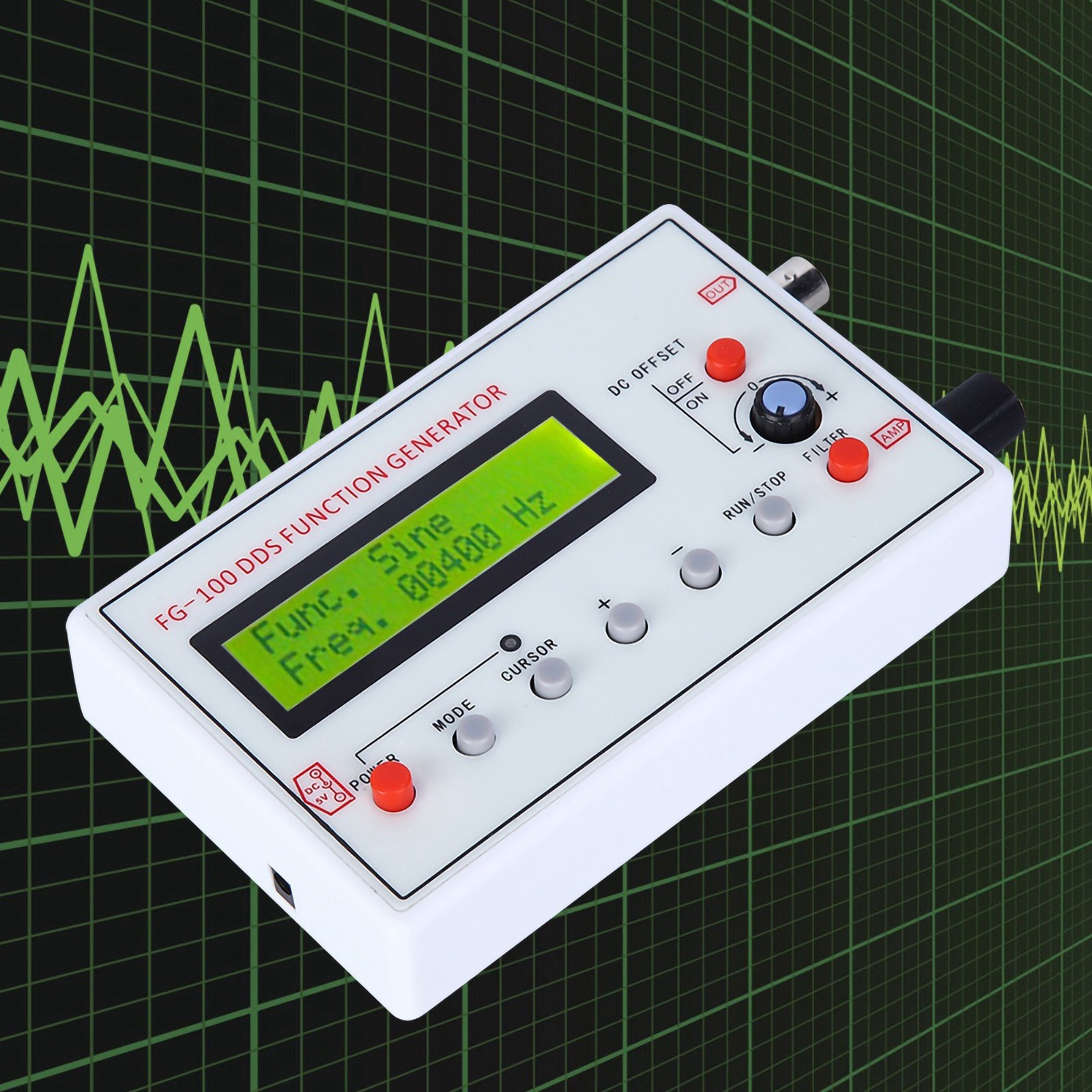 FG-100 DDS Function Generator Sine 1Hz-500KHz Counter Signal Source