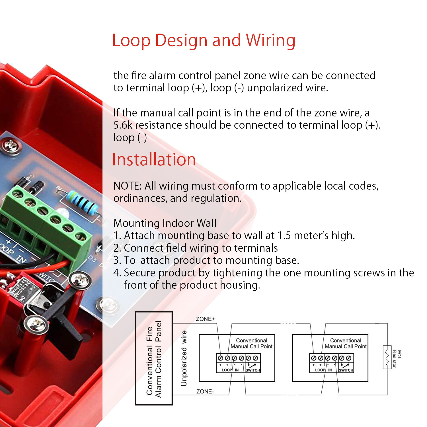 Fire Alarm Dual Action Manual Call Point Wired Emergency Pull Station