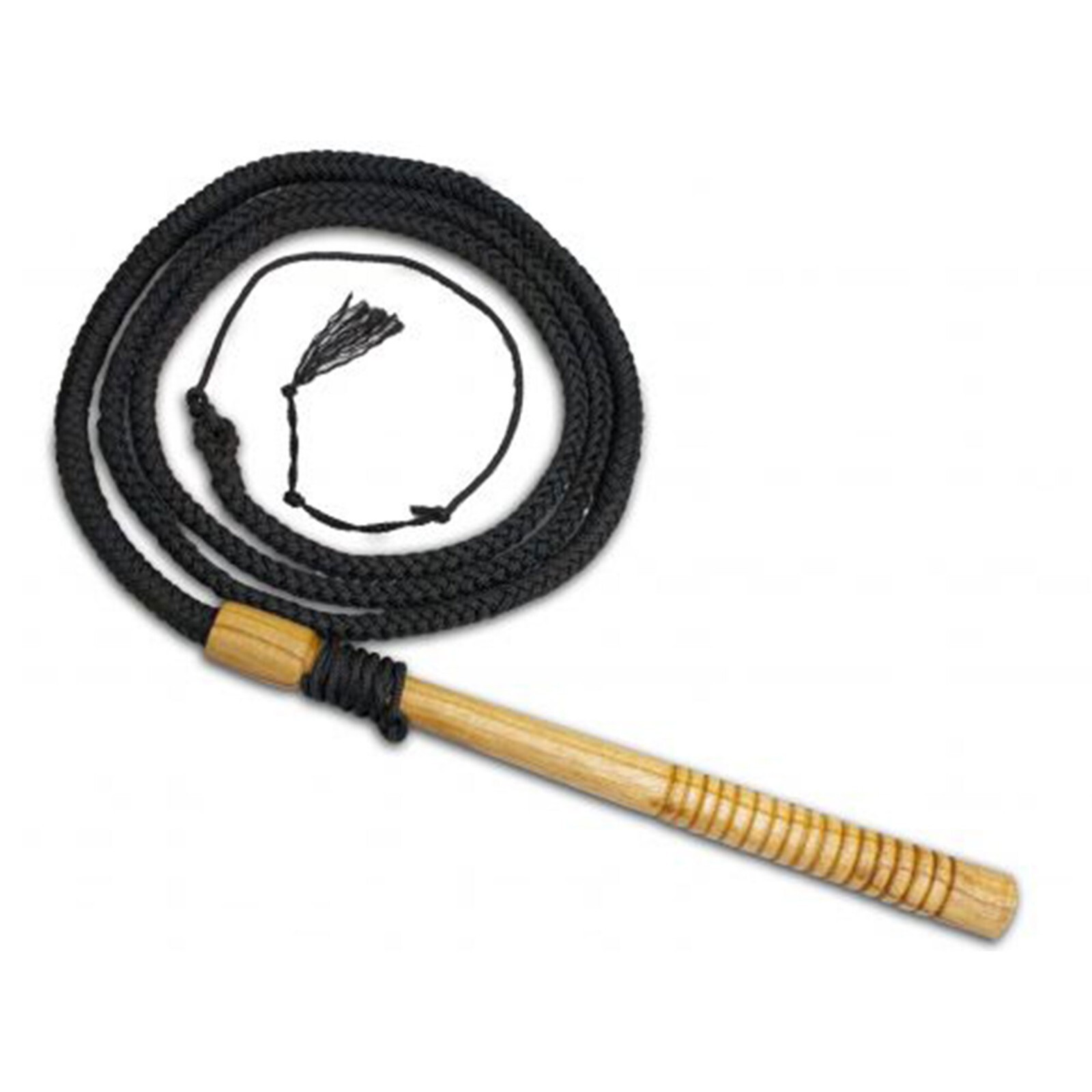 Professional BULL WHIP 8' Western Braided Round Nylon Rope with Wooden Handle