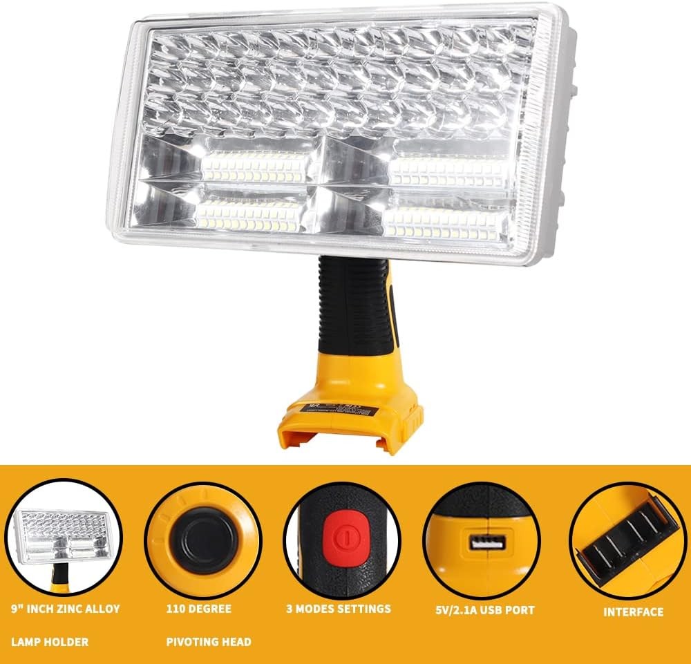 3/5/9inch LED Work Light Flashlight 20V Light for Dewalt 20V Max Li-ion Battery
