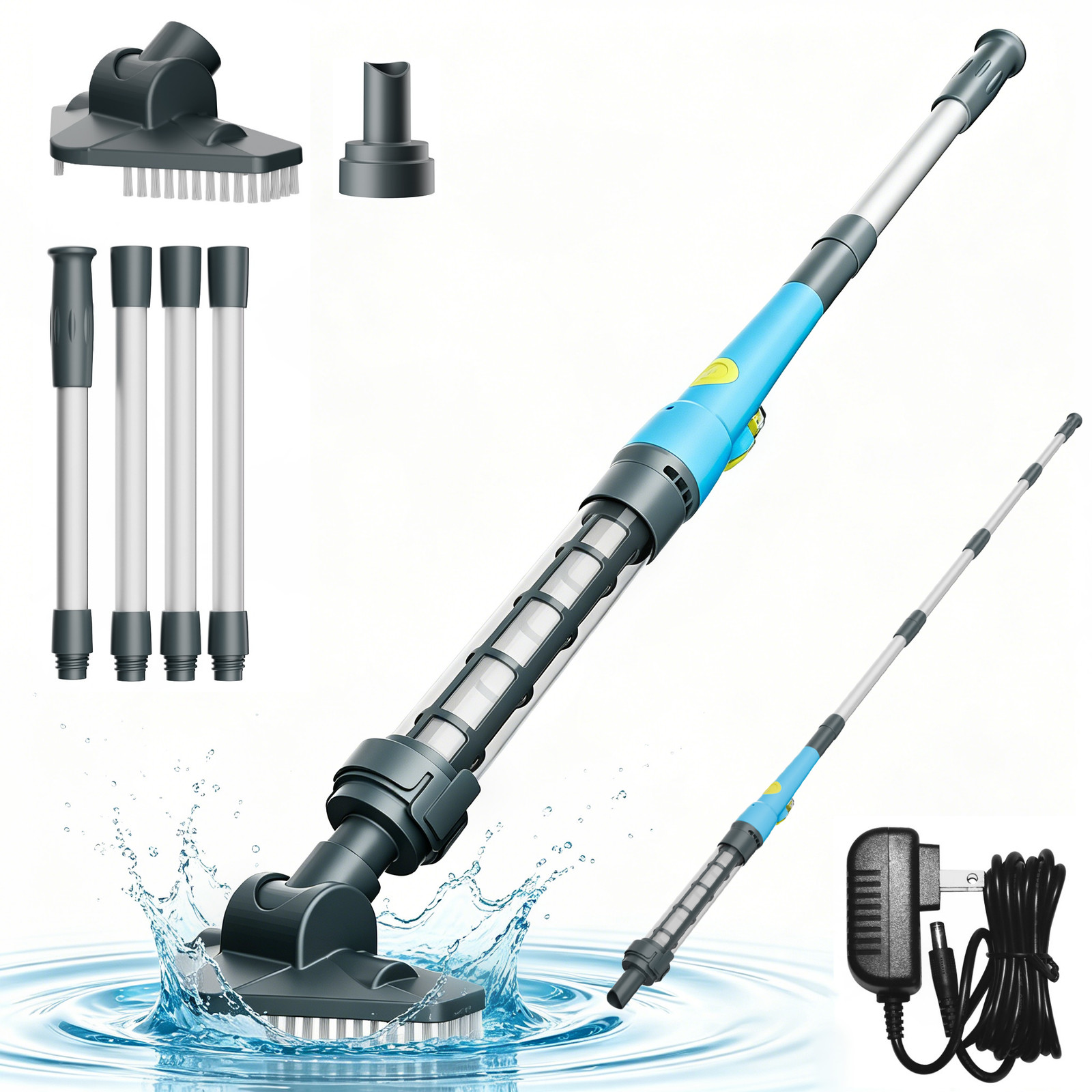 Handheld Pool Vacuum Cordless Rechargeable Portable Swimming Pool Cleaner Blue