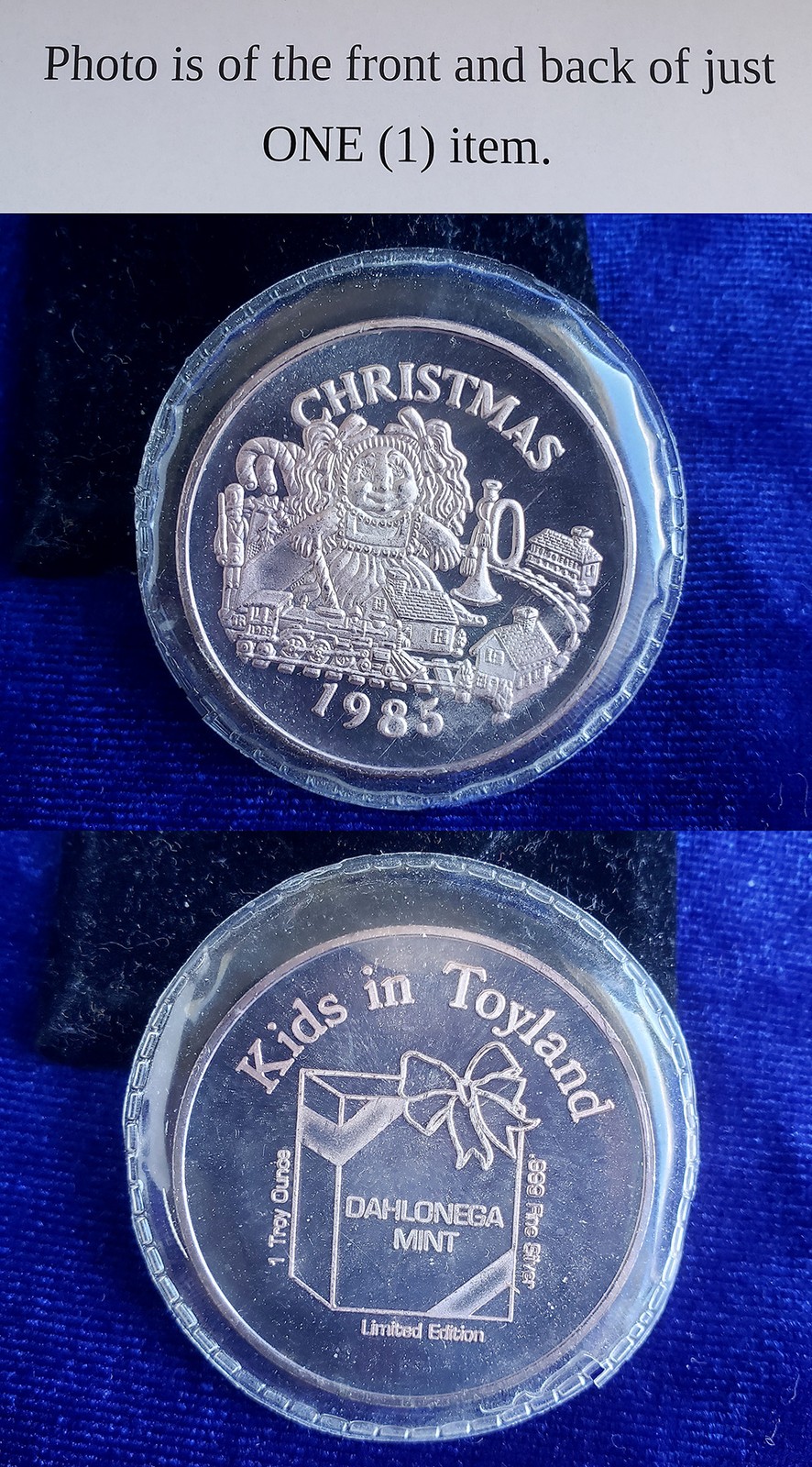 1985 Christmas Kids In Toyland Dahlonega Mint 1 Troy Oz 999 Silver Round Sealed
