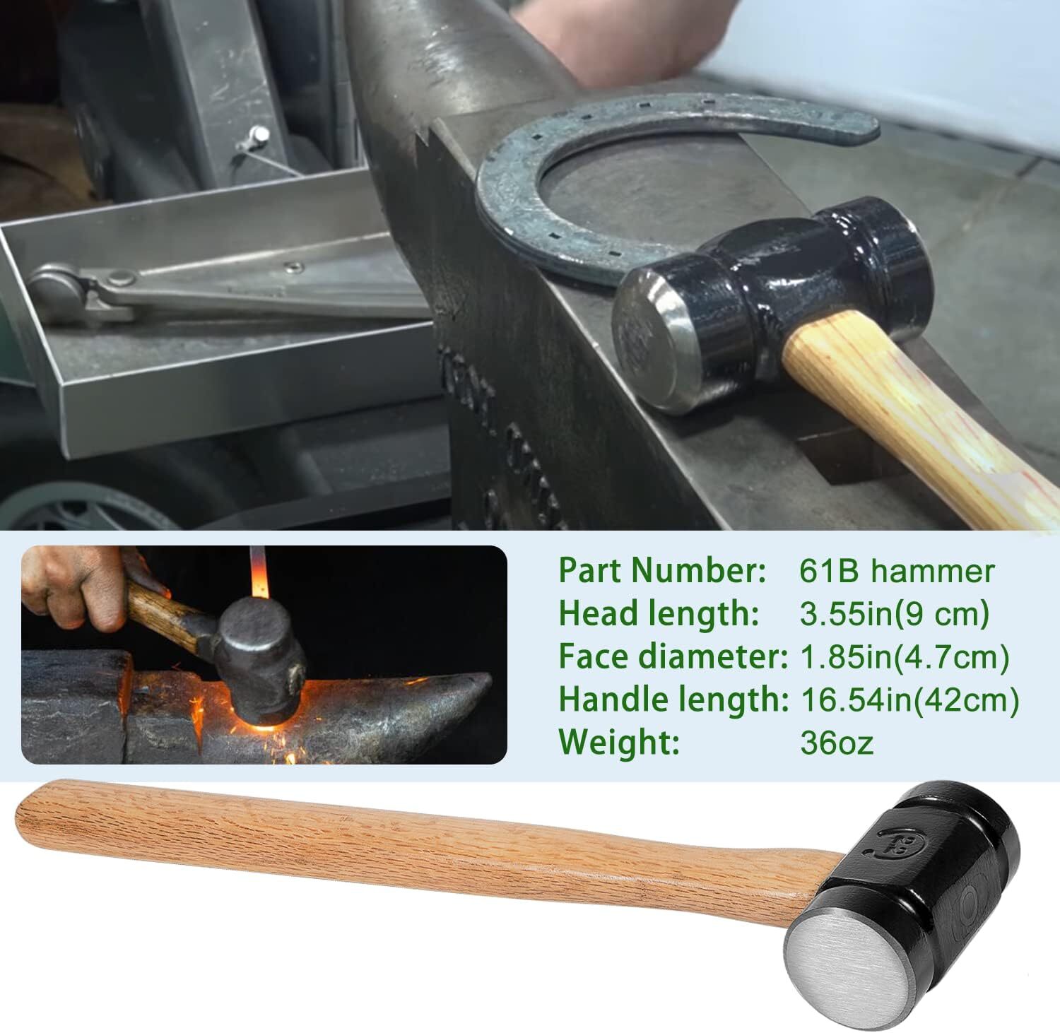 36OZ Rounding Hammer Blacksmith Engineer Drilling Handmade Knife Making Forge
