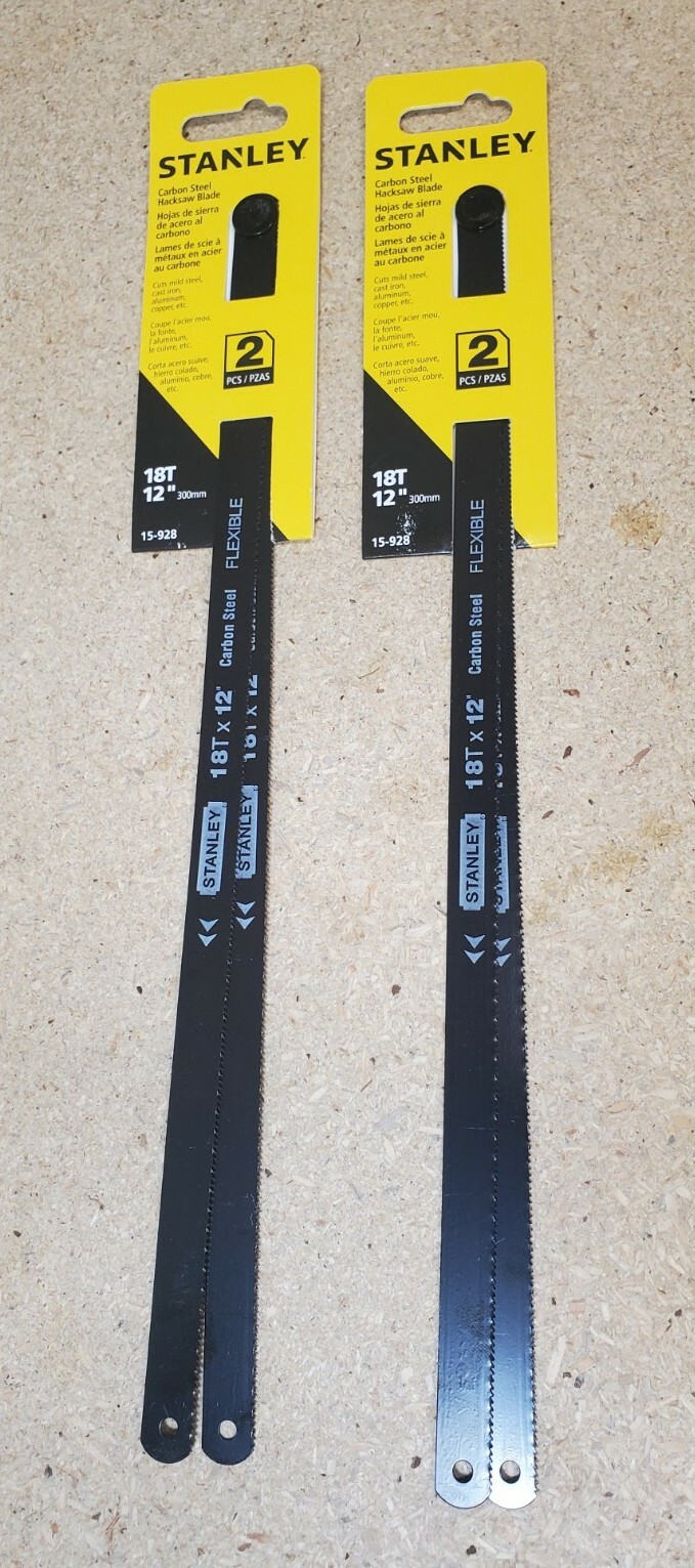 2X = Stanley carbon steel 12" hacksaw blade replacement 18 TPI, 2 pack - 4 total