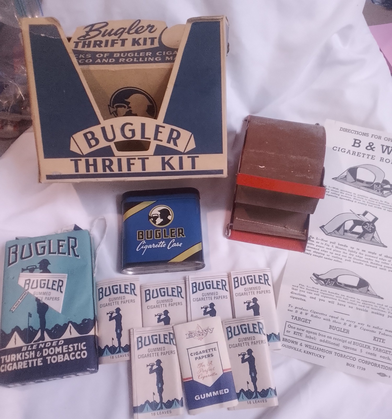 Bugler Cigarette Making Kit with Tobacco Wrappers and Case