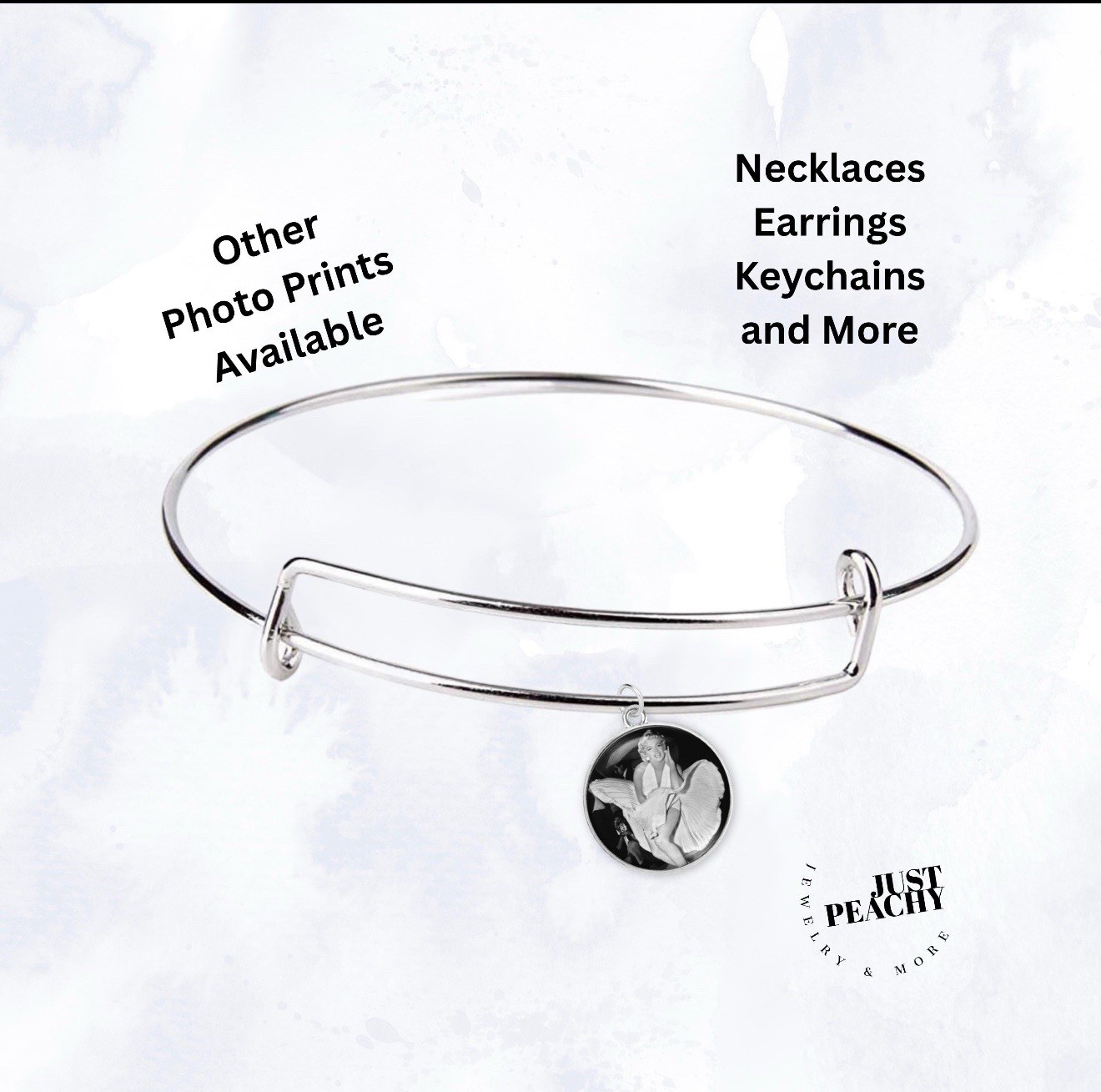 Marilyn Monroe Movie Star Fan Art Silver Bangle Bracelet Charm