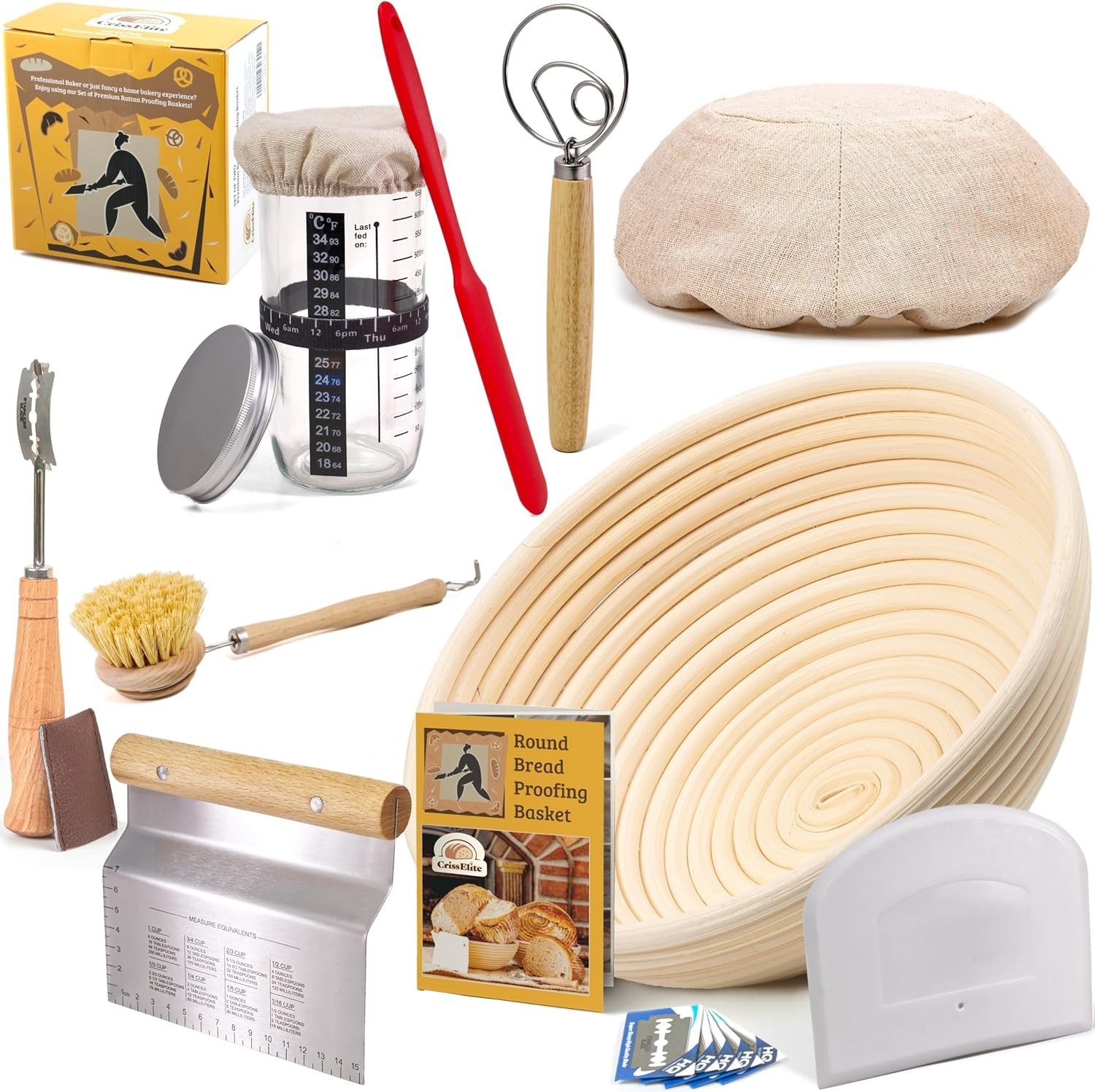 Beginner's Sourdough Starter Kit – Complete Bread Baking Set with Banneton