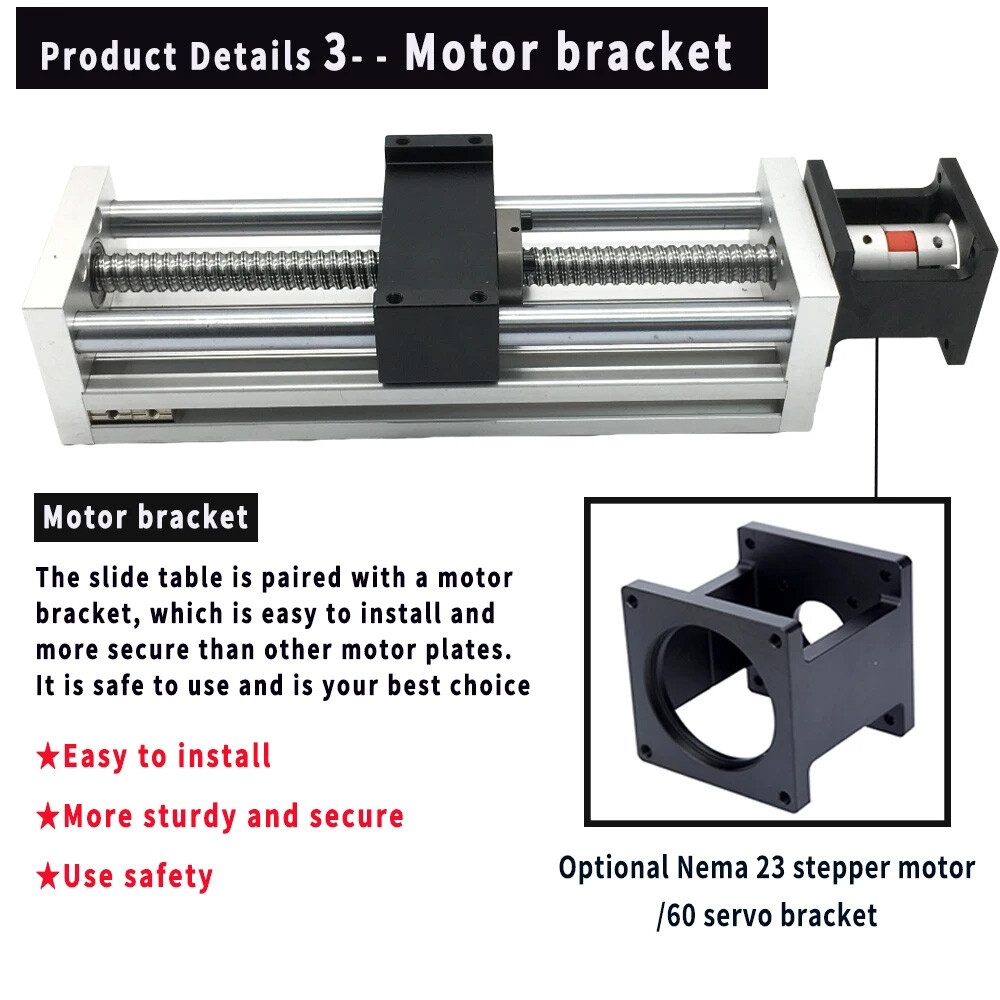 0.05mm Precision Ballscrew Linear Slide Stage Nema23 Easy Servo Motor CNC Kit