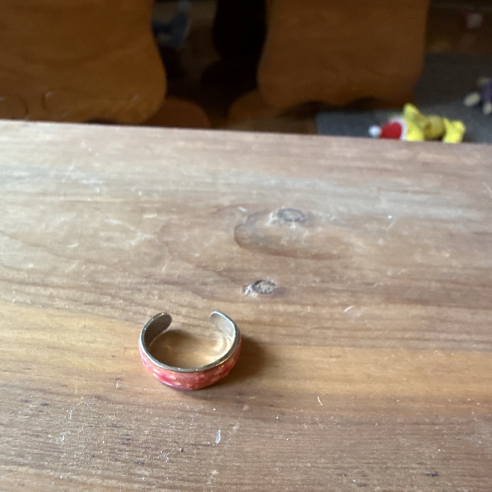 Adjustable Silver Red Band Toe Ring Metal Open Ended Style