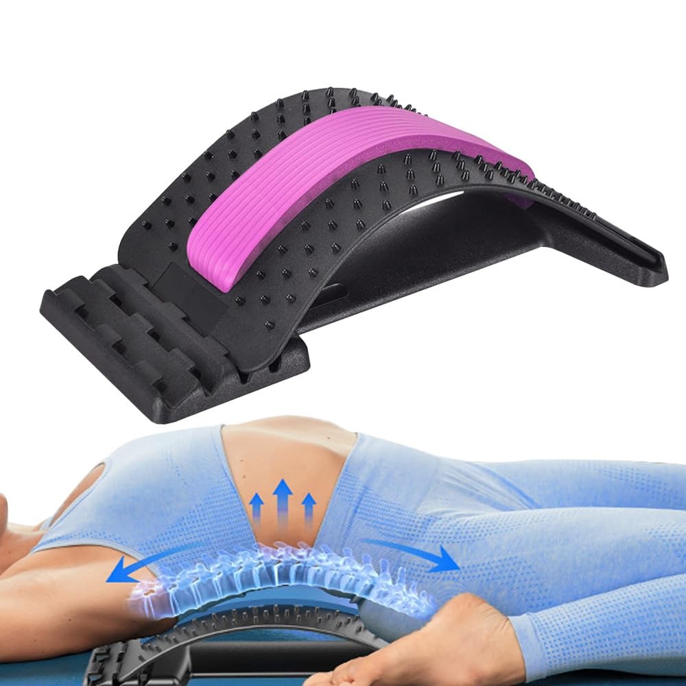 YooYuan Back Stretcher for Lower Pain Relief, 4 Level Adjustable Pink