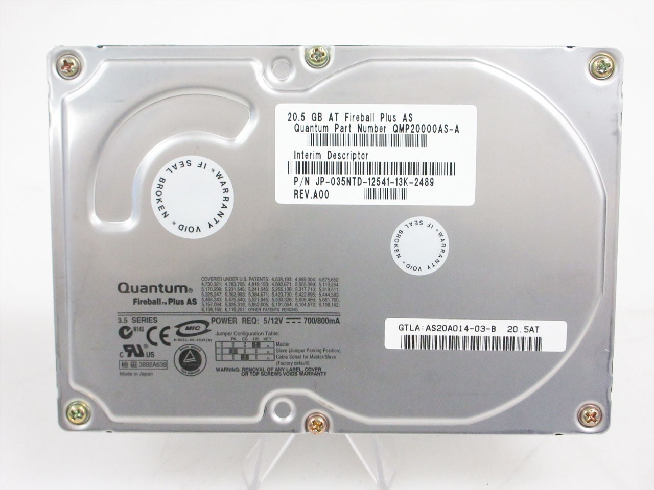QUANTUM FIREBALL PLUS AS 20.5GB AT IDE AS20A014 HARD DRIVE