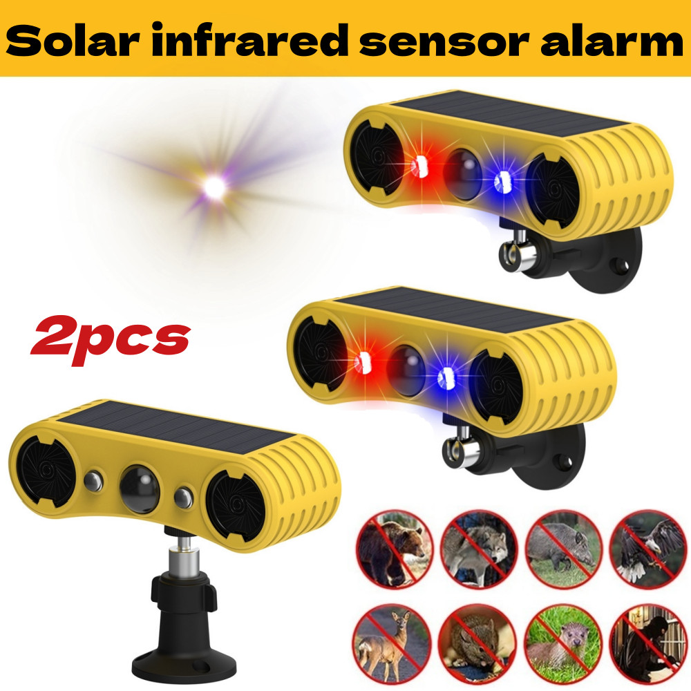 2pcs Solar Wireless Motion Sensor Alarm Sound Detector Loud Noise Outdoor 130db