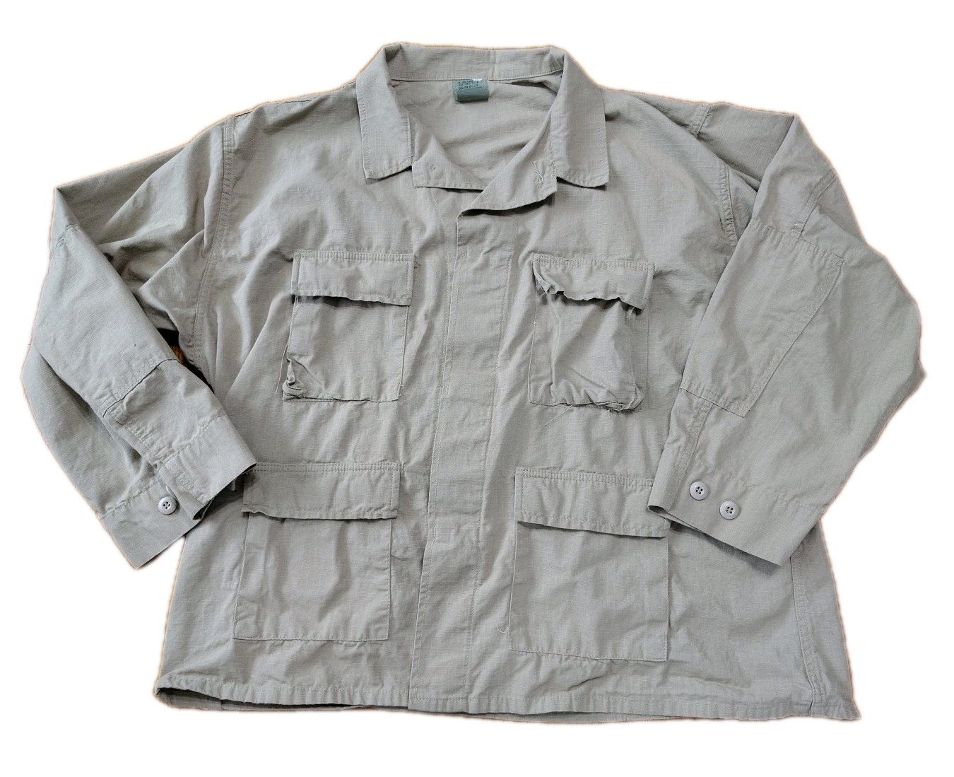 Tru Spec Combat Shirt Rip Stop 2XL Long Four Pockets Button Up Khaki