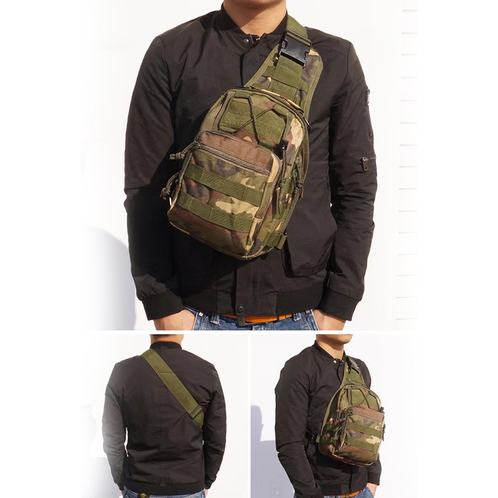 Universal Tactical Sling Backpack Black 600D Outdoor Storage Bag