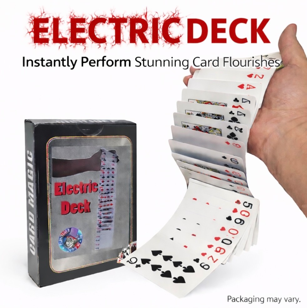 MAGIC ELECTRIC DECK Playing Cards Trick Magician Prop Gag Joke Box Fan Stunts 52