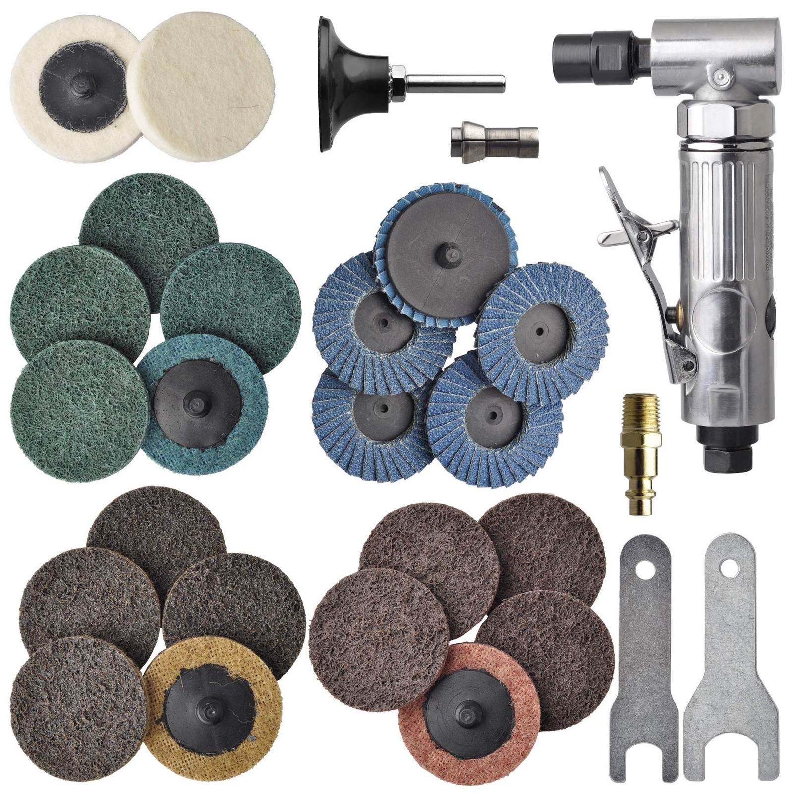 1/4 inch angle air die grinder with 22 pcs 2-inch inch, Polished Color