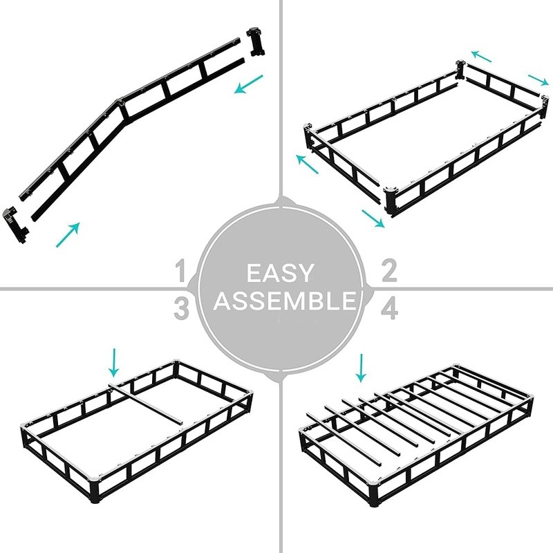 Sturdy Twin Box Spring Metal Frame Durable Support Quiet Easy Assembly 4 Inch