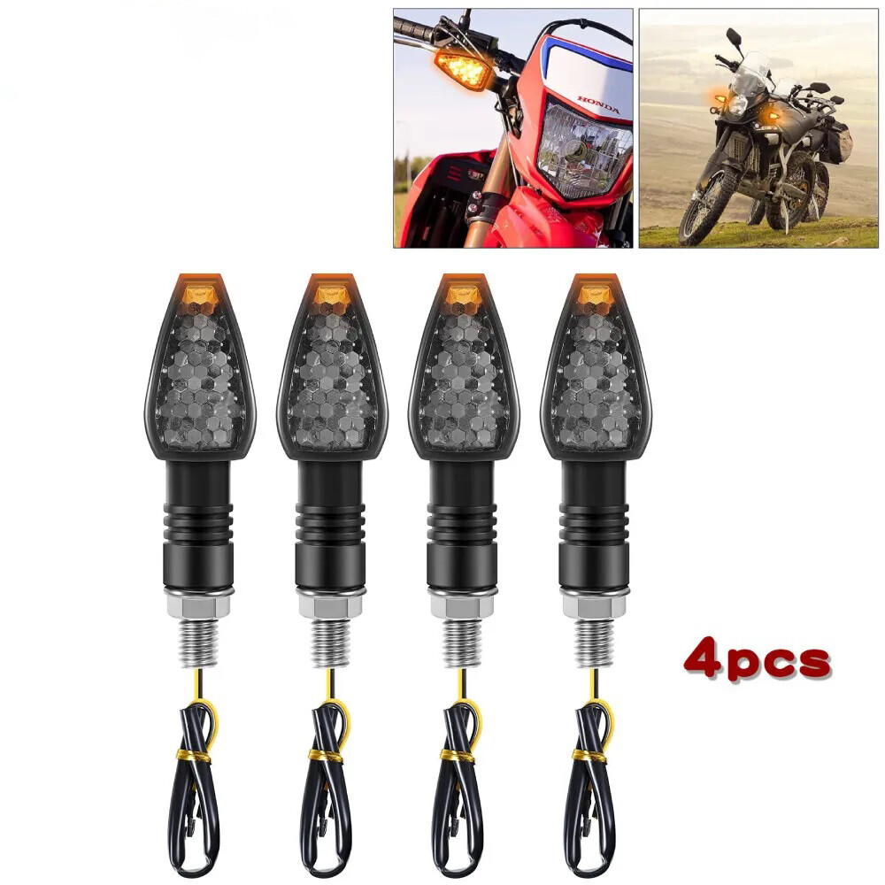4X Mini Motorcycle LED Turn Signals Blinker Light Indicator Amber Lamp Universal