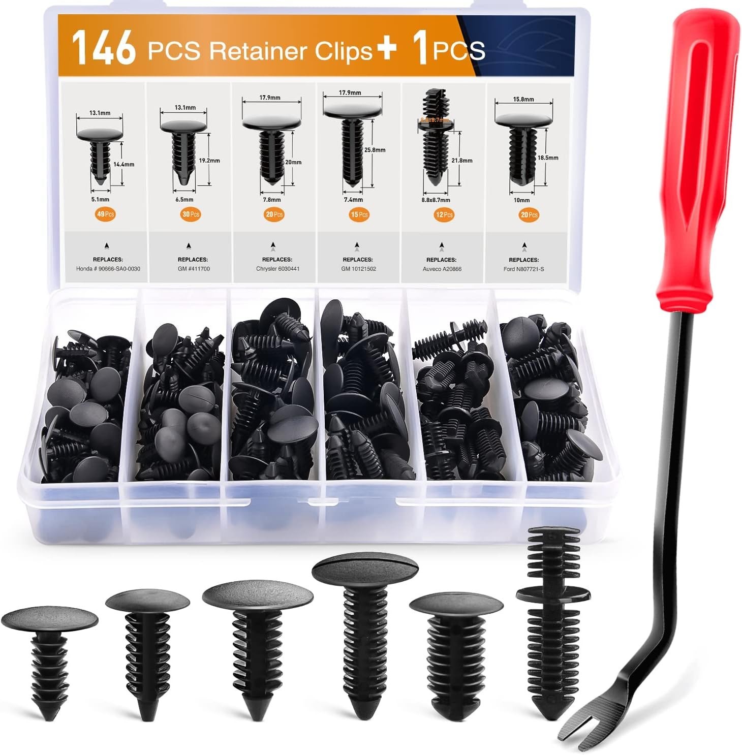 NEW 146PCS Automotive Christmas Tree Clips Assortment Retainer Fastener Clip