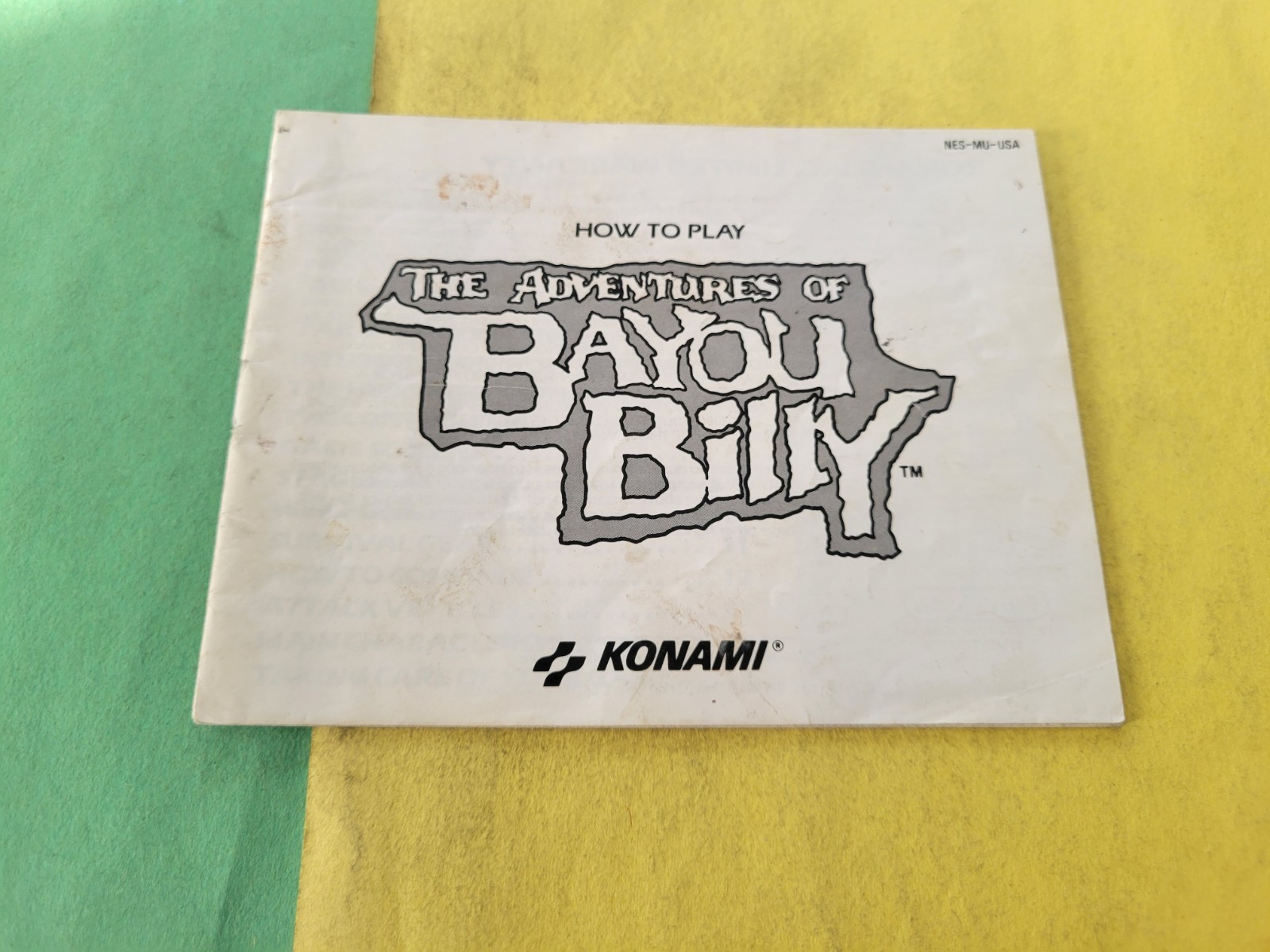The Adventures of Bayou Billy Instruction Manua NES Nintendo