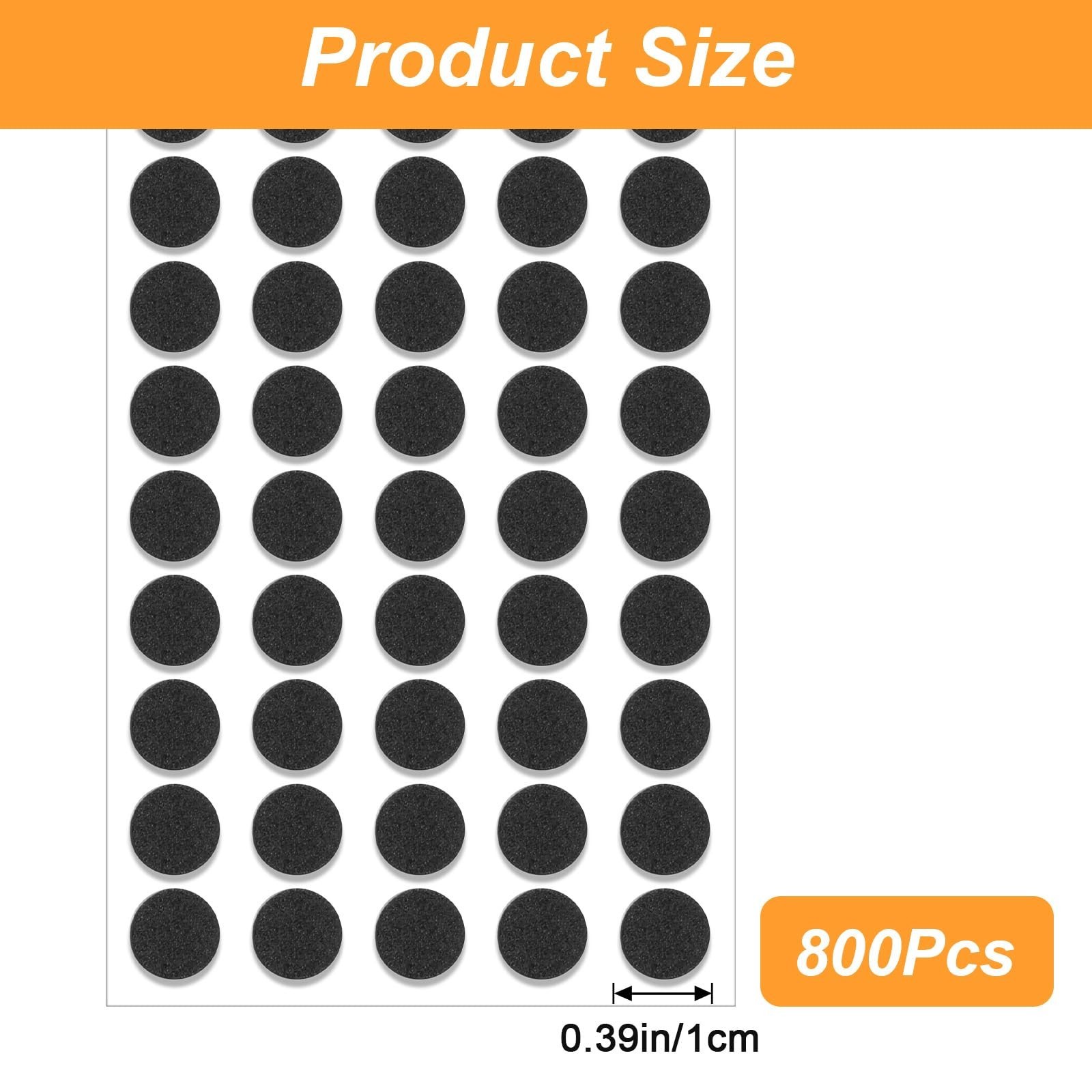 800PCS Small Felt Pads Self Adhesive Furniture Protectors Round Black 10mm USNew
