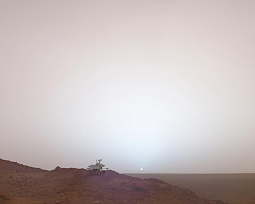 MARS SPIRIT ROVER IN SILHOUETTE ON JIBSHEET ROCK 11x14 GLOSSY PHOTO PRINT