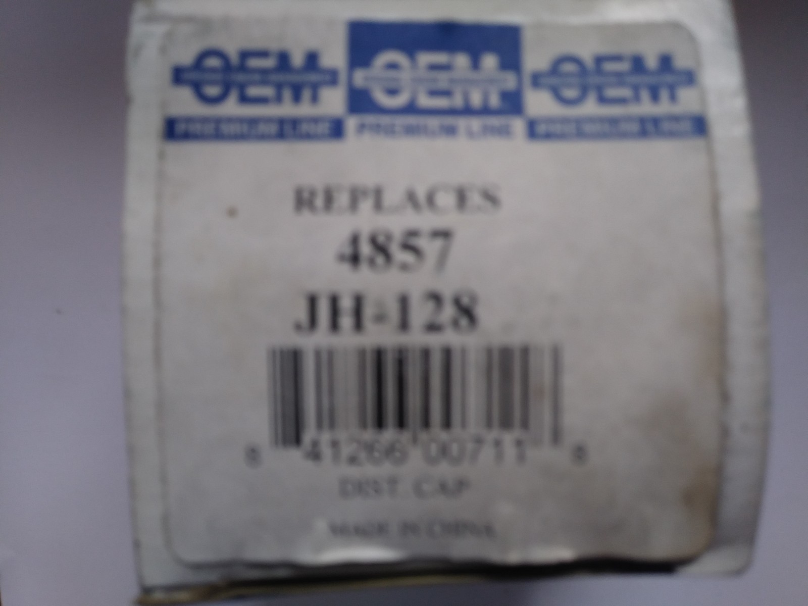 4857 / JH128 OEM "New" Distributor Cap With Aluminum Contacts