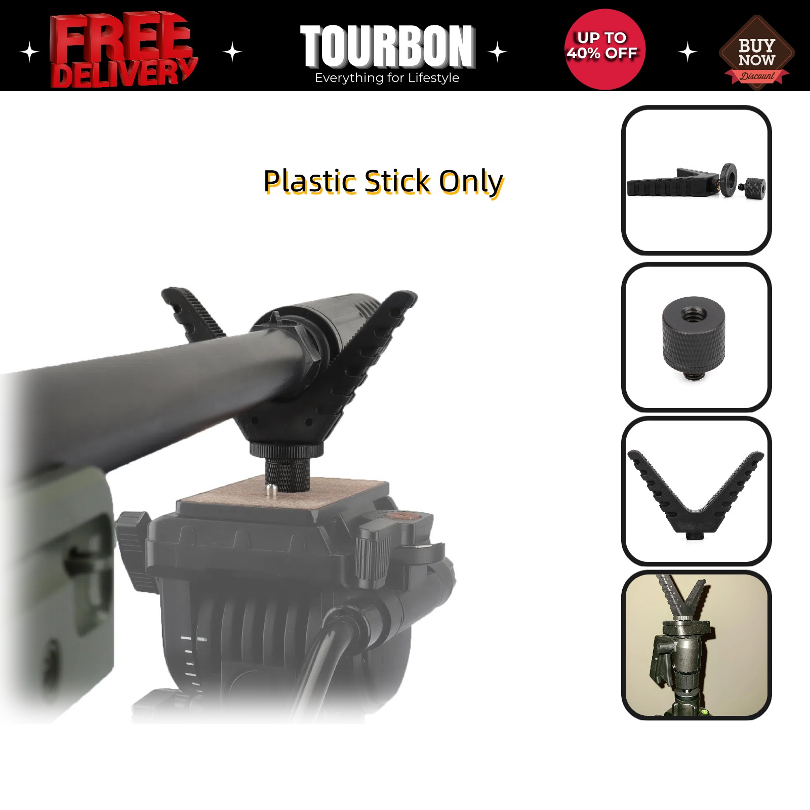 Tourbon 2Pcs Shooting Stick V-Yoke Hunting Rifle Rest Camera Tripod Adapter