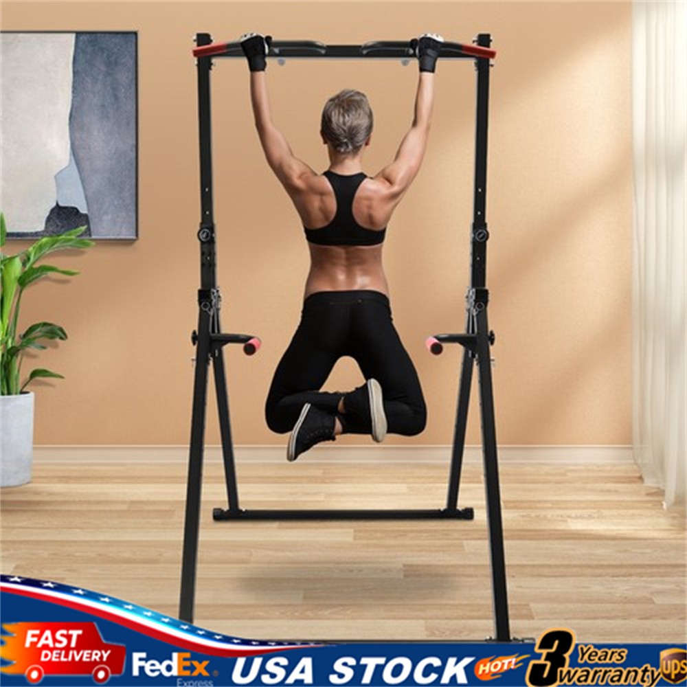 Adjustable Pull Up Bar Dip Station for Home Gym Strength Training Workout 440lbs