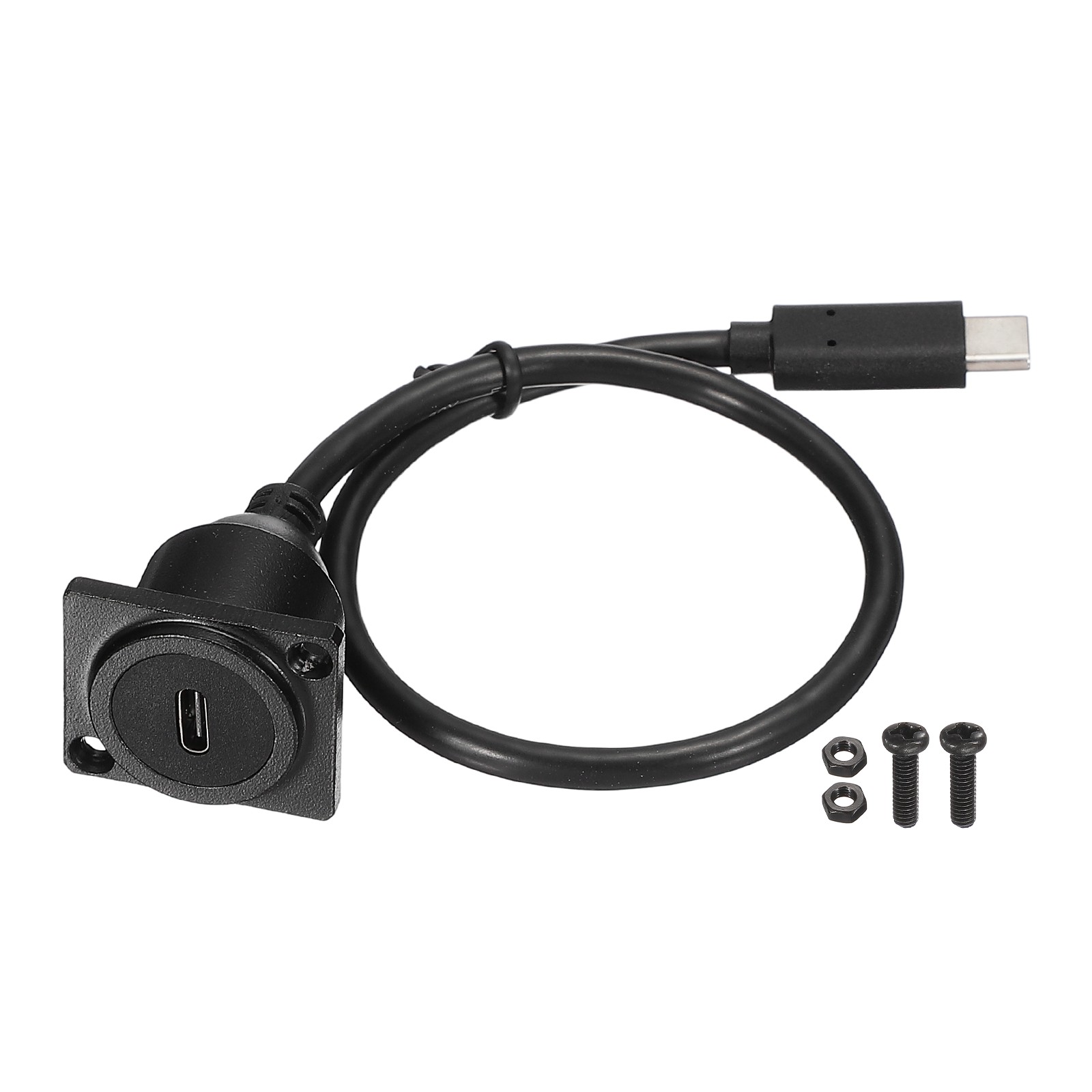 D-Type USB C 2.0 Panel Mount Extension Cable, Type-C Male to C Female, 1ft