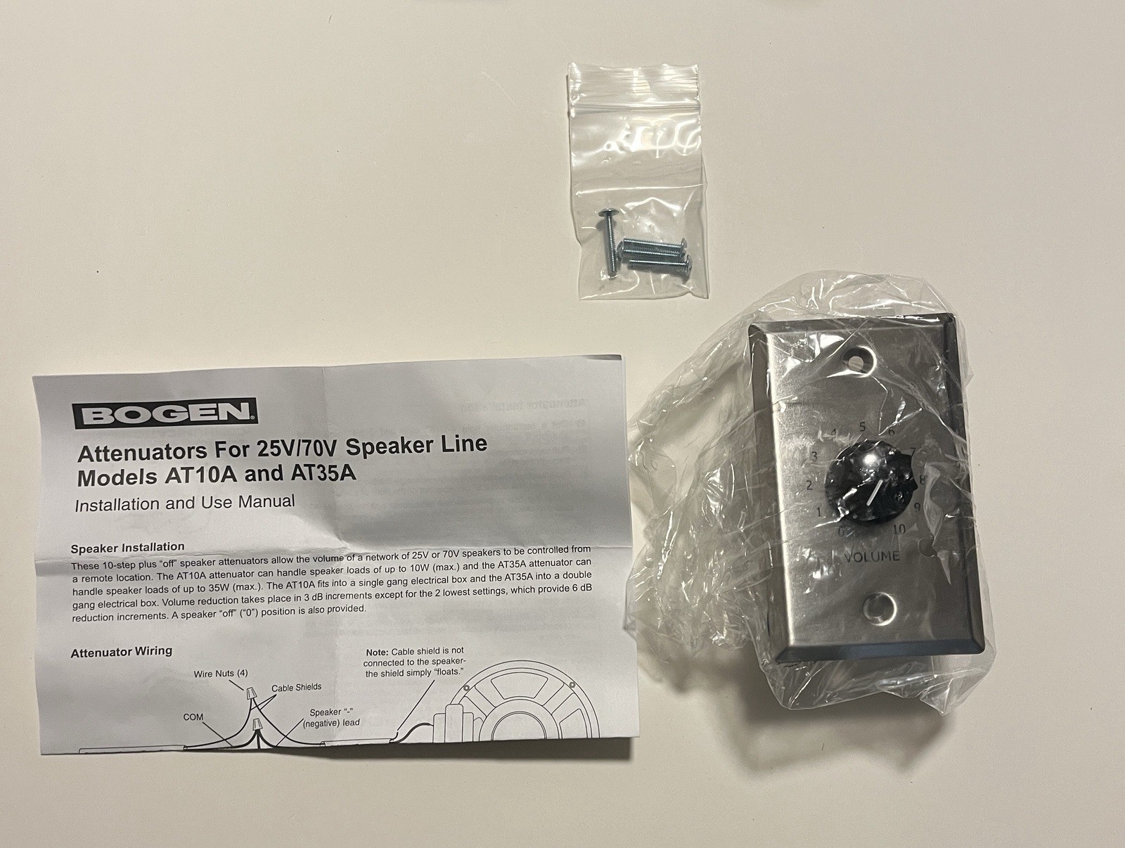 Bogen AT10A 10W Attenuator Volume Control Universal 10-Step Silver Open Box