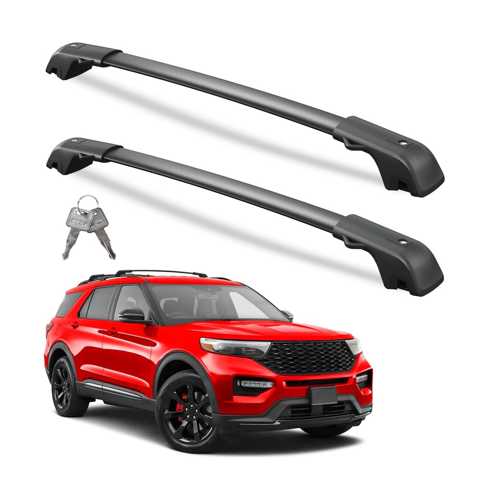300lbs Lockable Roof Rack Cross Bars Compatible with Ford Explorer 2020 2021 ...