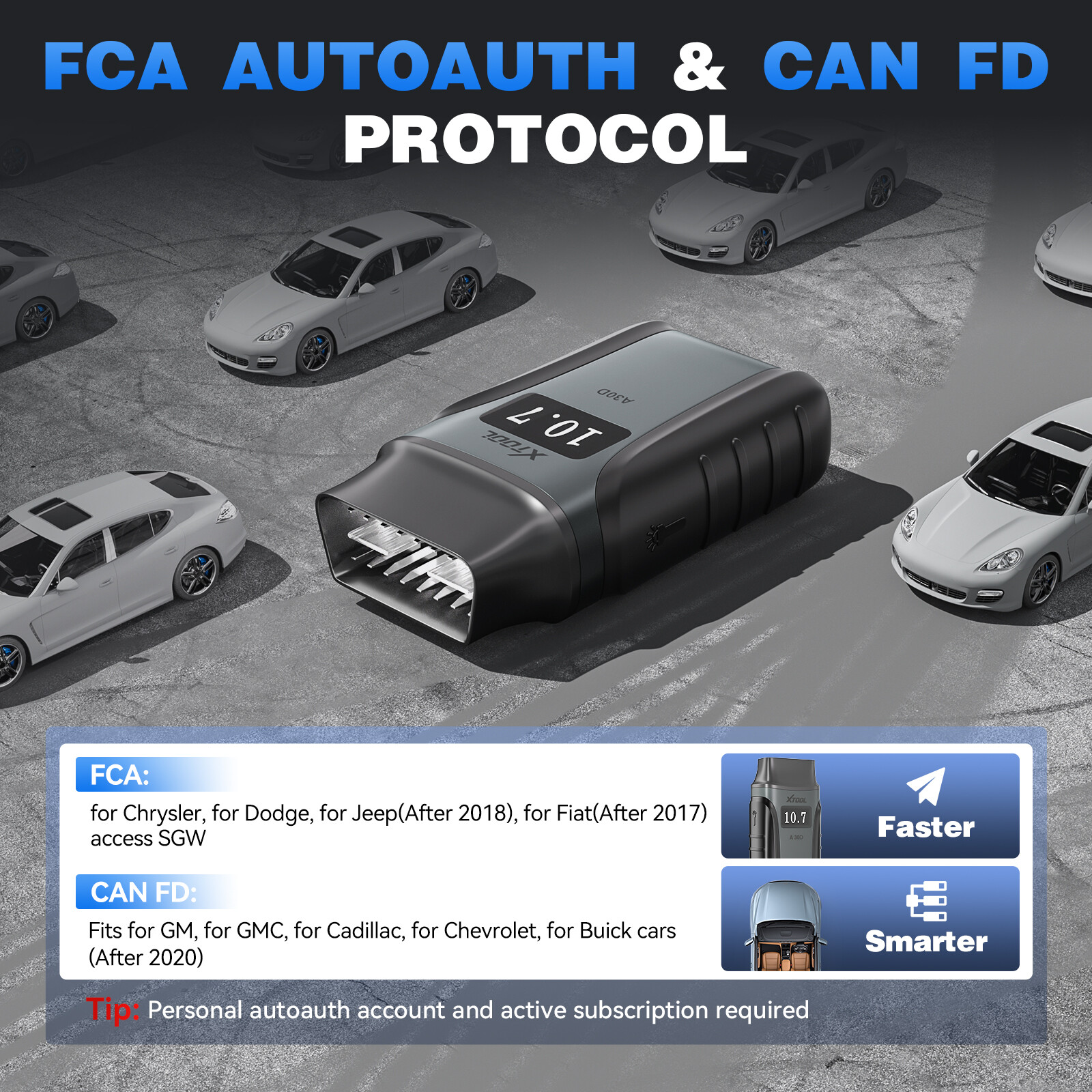 XTOOL A30D V2.0 Bidirectional Scan Tool Auto Code Reader Diagnostic Scanner F.CA