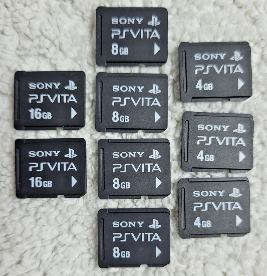 Lot of 9 OEM Sony PlayStation Vita PSVita Memory Cards 2 x 16, 4 x 8, 3 x 4 GB