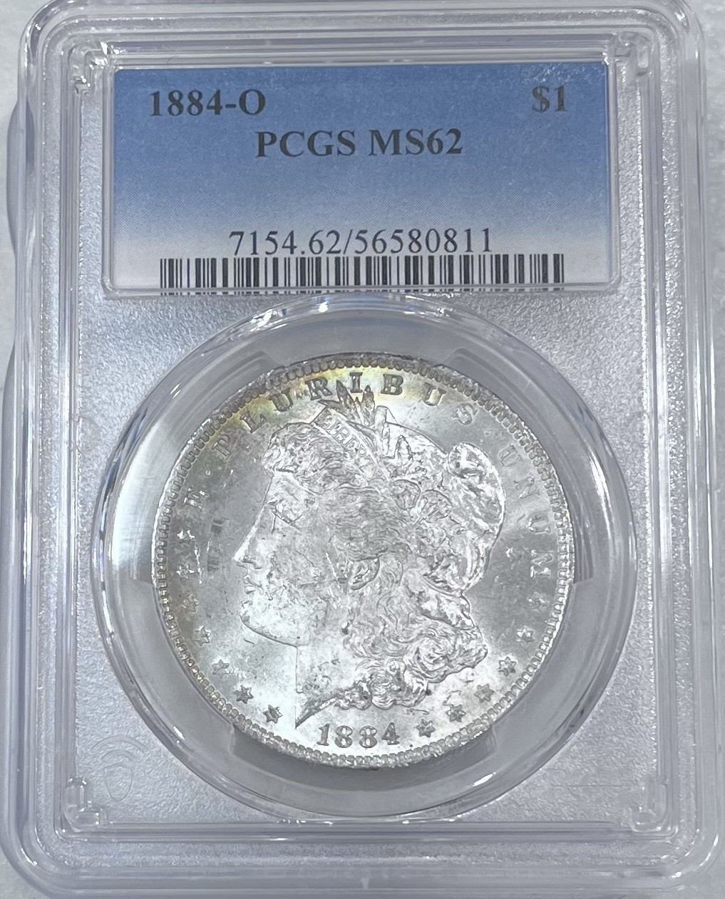 1884-O Morgan $1 PCGS Certified MS 62 Lightly Toned Obverse, NICE, Free Ship G10