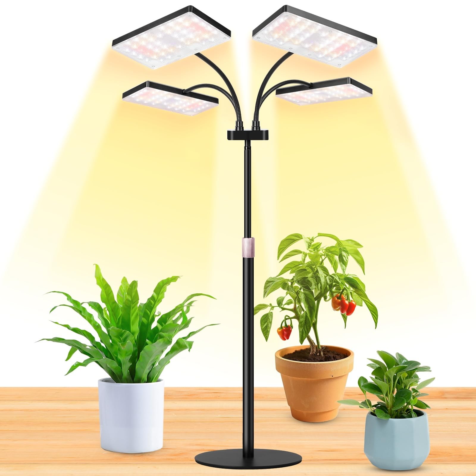 "Full Spectrum Desk Grow Light for Indoor Plants with Adjustable Goosenecks"