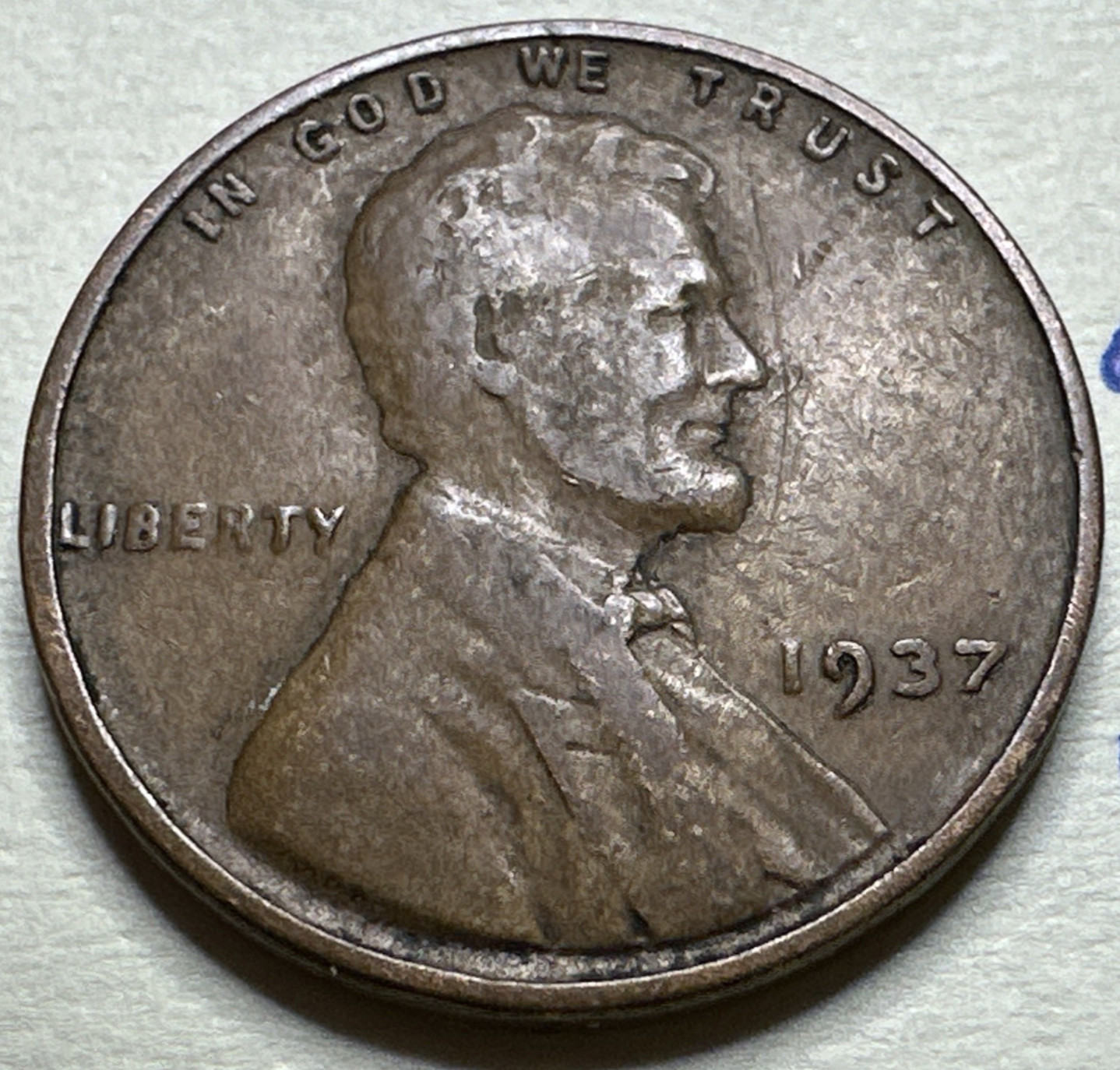 1937 1C Lincoln Cent WHEAT PENNY 932X